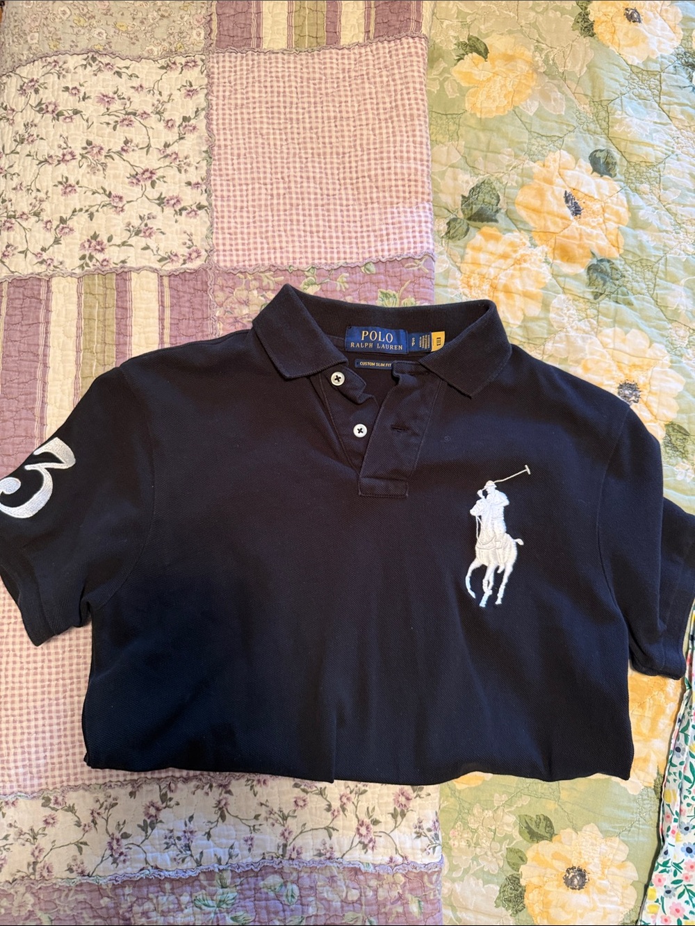 Polo by Ralph Lauren Boys' Black Short-Sleeve Polo with White Pony